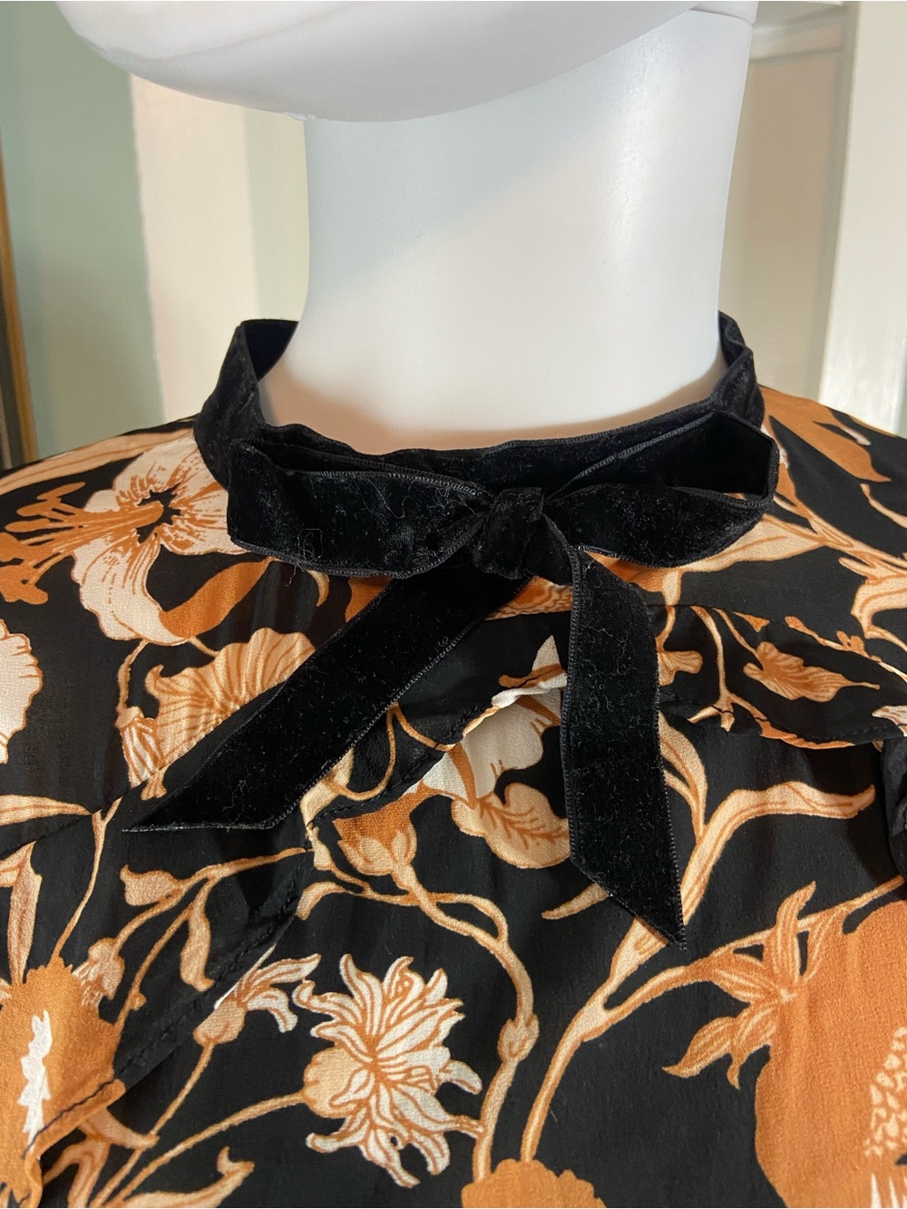 For Love & Lemons Floret Silk Blend Floral Mini Dress Long Sleeve Small S - Picture 15 of 16